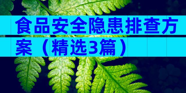 食品安全隐患排查方案（精选3篇）