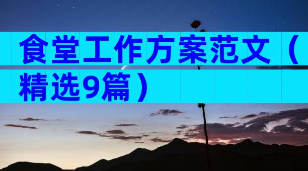 食堂工作方案范文（精选9篇）