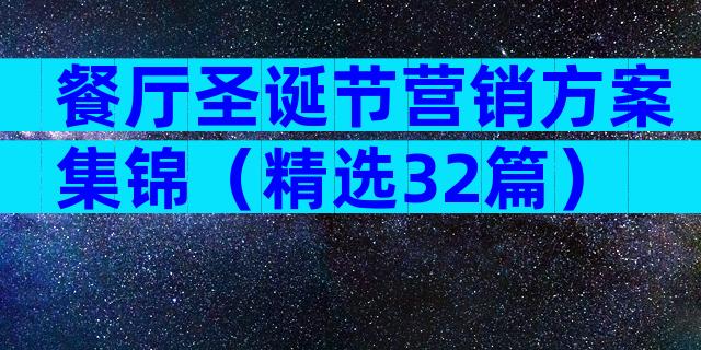 餐厅圣诞节营销方案集锦（精选32篇）