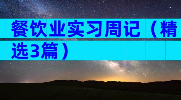餐饮业实习周记（精选3篇）