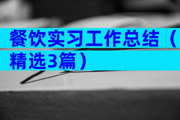 餐饮实习工作总结（精选3篇）