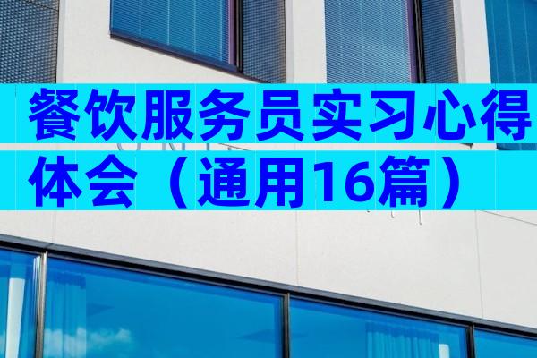 餐饮服务员实习心得体会（通用16篇）