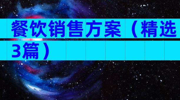 餐饮销售方案（精选3篇）