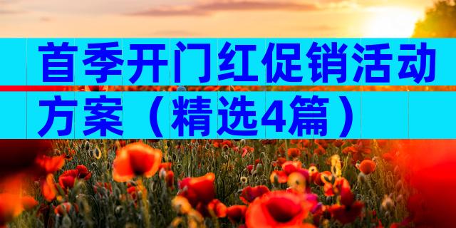 首季开门红促销活动方案（精选4篇）