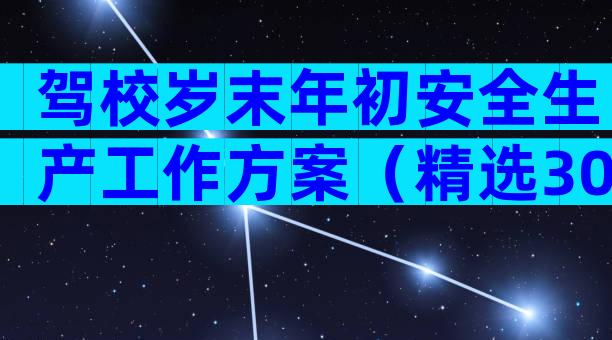 驾校岁末年初安全生产工作方案（精选30篇）
