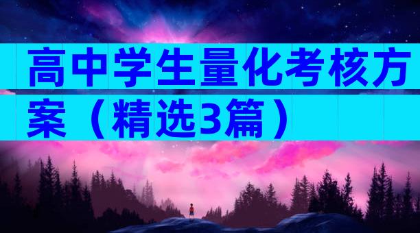 高中学生量化考核方案（精选3篇）