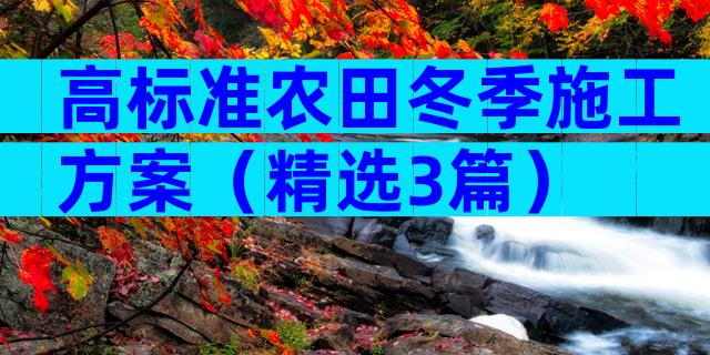 高标准农田冬季施工方案（精选3篇）