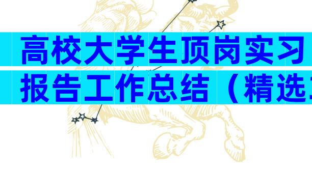 高校大学生顶岗实习报告工作总结（精选31篇）