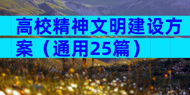高校精神文明建设方案（通用25篇）